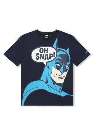 Granatowy t-shirt z dużym, komiksowym nadrukiem Batmana i dymkiem z napisem "OH SNAP!" na froncie.