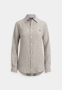 CLASSIC FIT STRIPED LINEN SHIRT - Πουκαμίσα με κουμπιά - dark brown/white