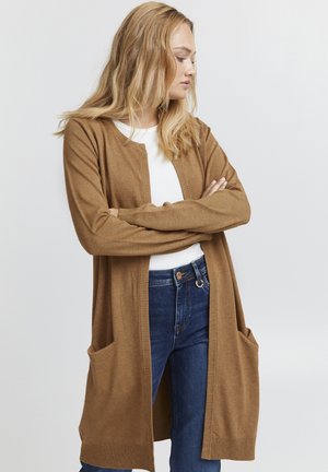 PULZ SARA LONG - Cardigan - tobacco brown melange