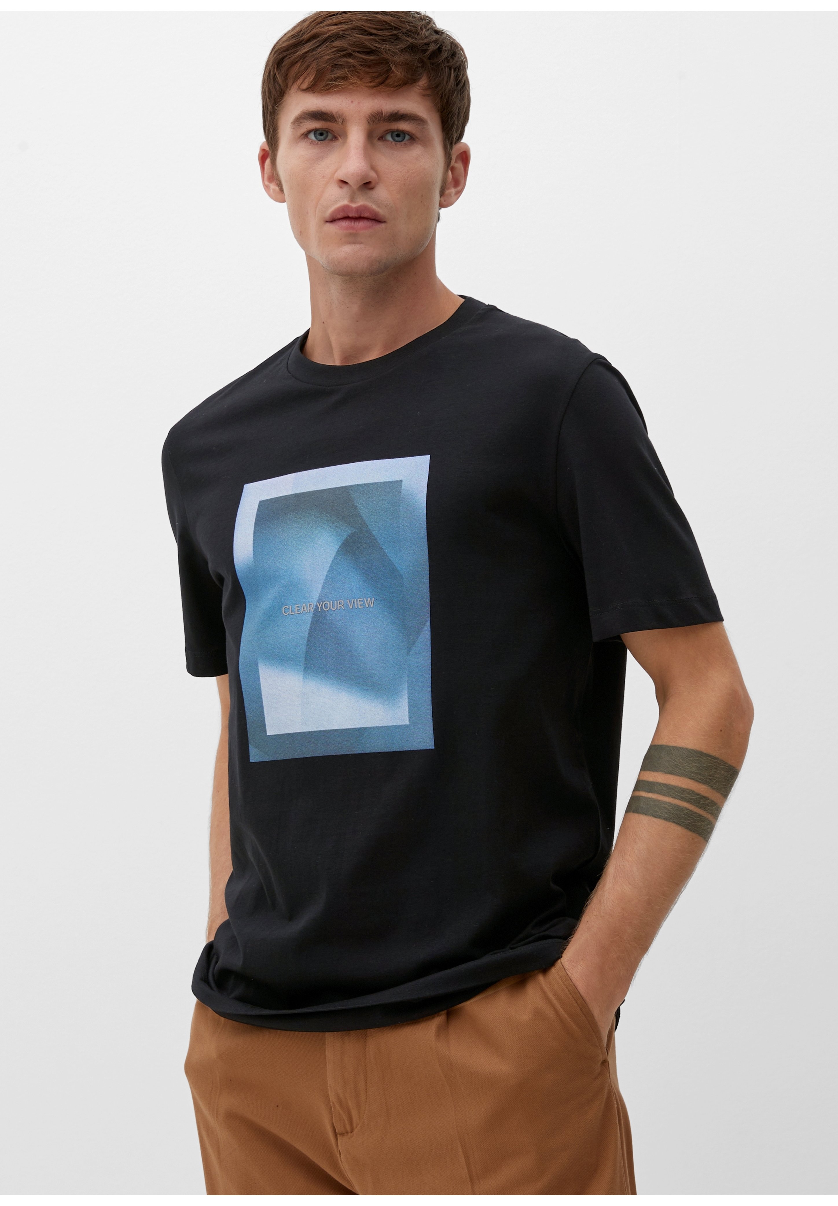S.Oliver Herren T-Shirt Mit Frontprint – Regular Fit, Kurzarm, Aus Baumwolle