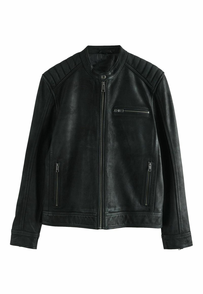 Next REGULAR FIT - NUBUCK SIGNATURE RACER - Chaqueta de cuero - black ...
