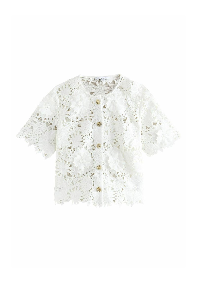 Next REGULAR FIT - FLORAL SHORT SLEEVE - Bluză - white