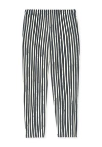 Leggings met een zwart-wit verticale streepprint. Gemaakt van een zachte, rekbare stof met een elastische tailleband.