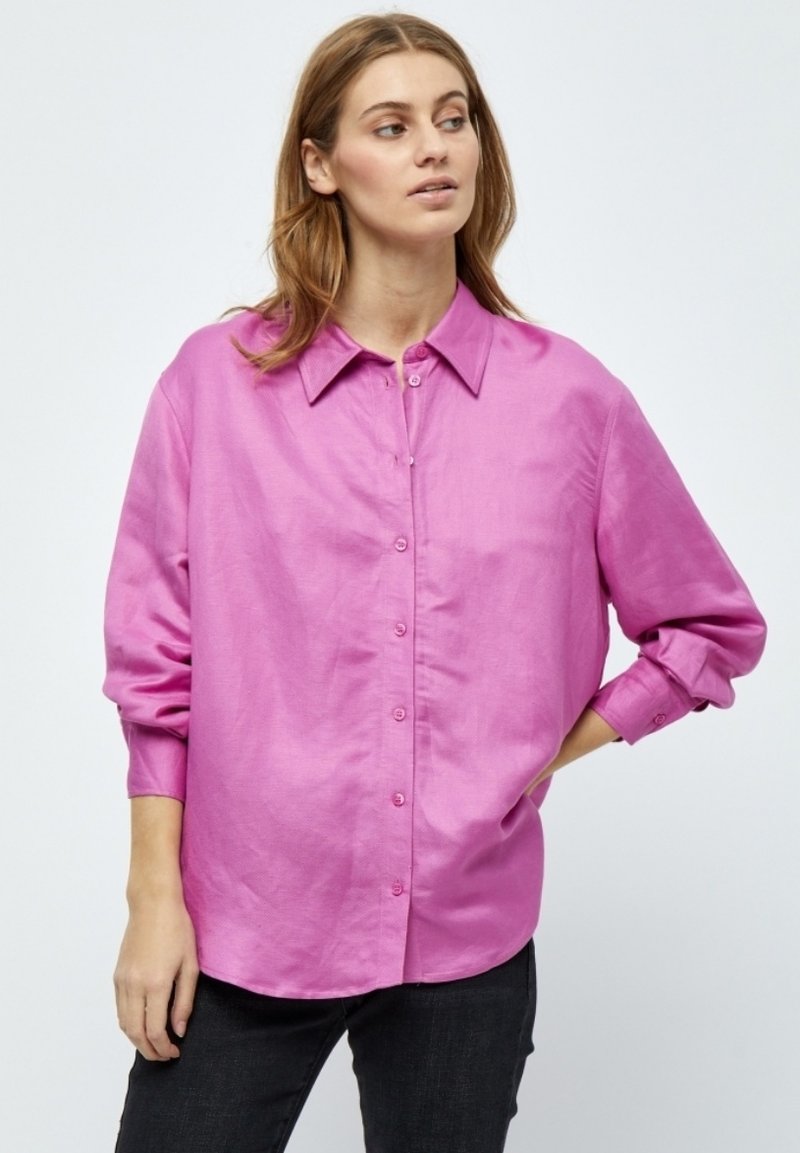 Minus MIAUGUSTE LINEN SHIRT. - Nööpidega pluus - super pink