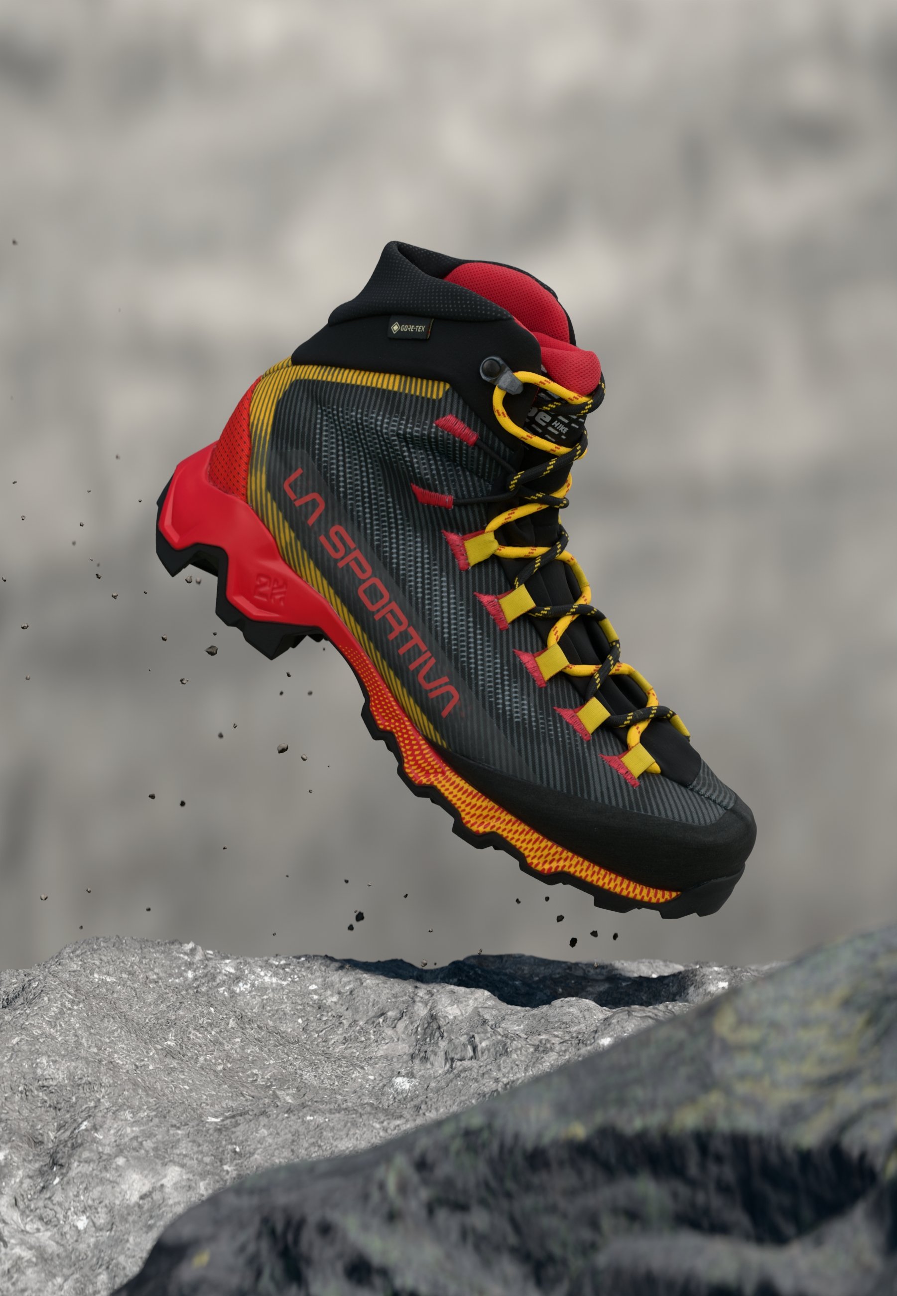 La Sportiva Black Hiking Boots with Yellow & Orange Accents La Sportiva Stratos Hybrid Ski Boot main image 3