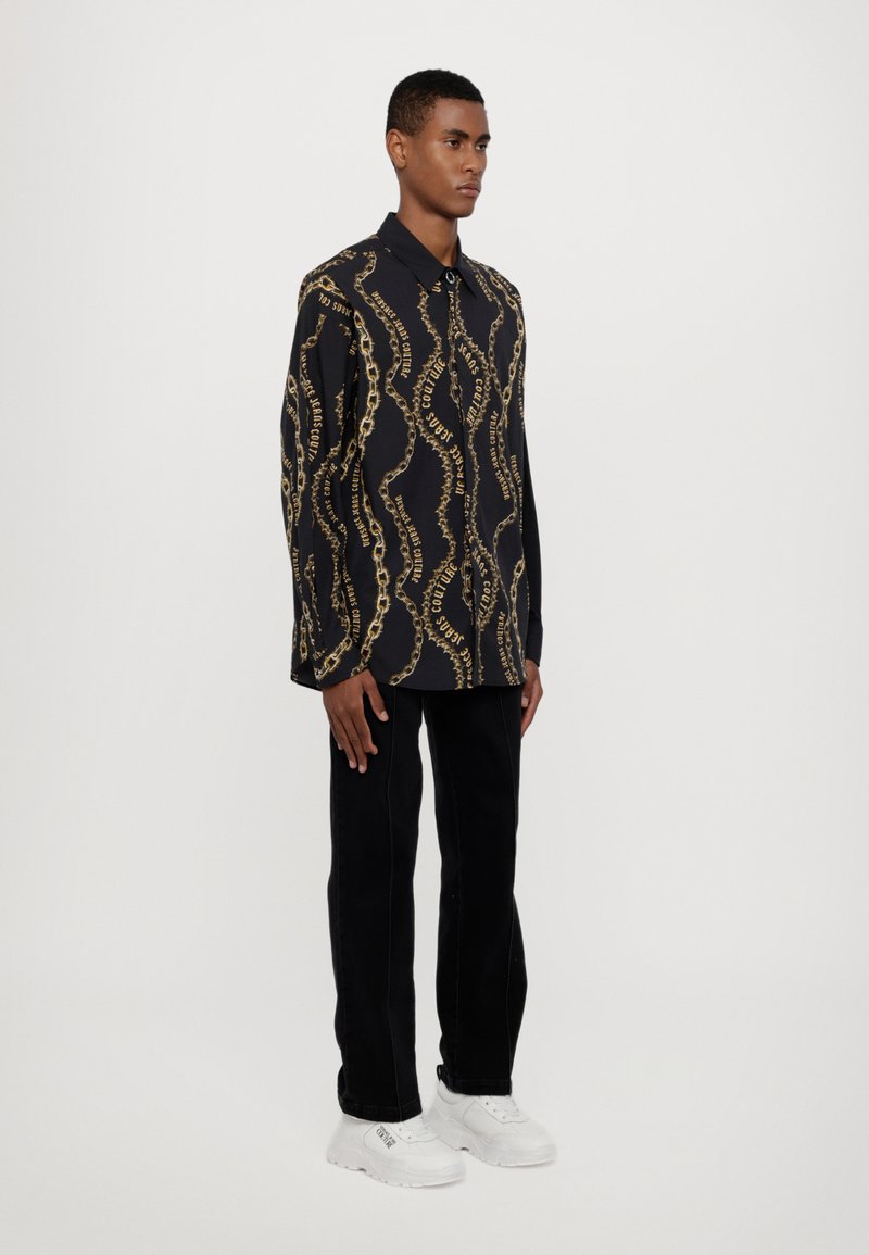 gold chain dress shirt Black Shirt Dress with Chain