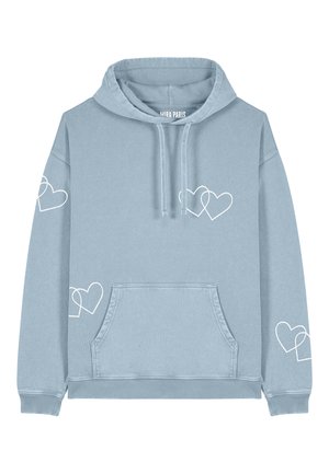 TOO MUCH LOVE PRINT VINTAGE HEAVYWEIGHT - Mikina s kapucňou - light blue