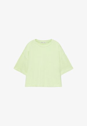 PULL&BEAR, BOXY SHORT-SLEEVED T-SHIRT - T-Shirt basic - light green