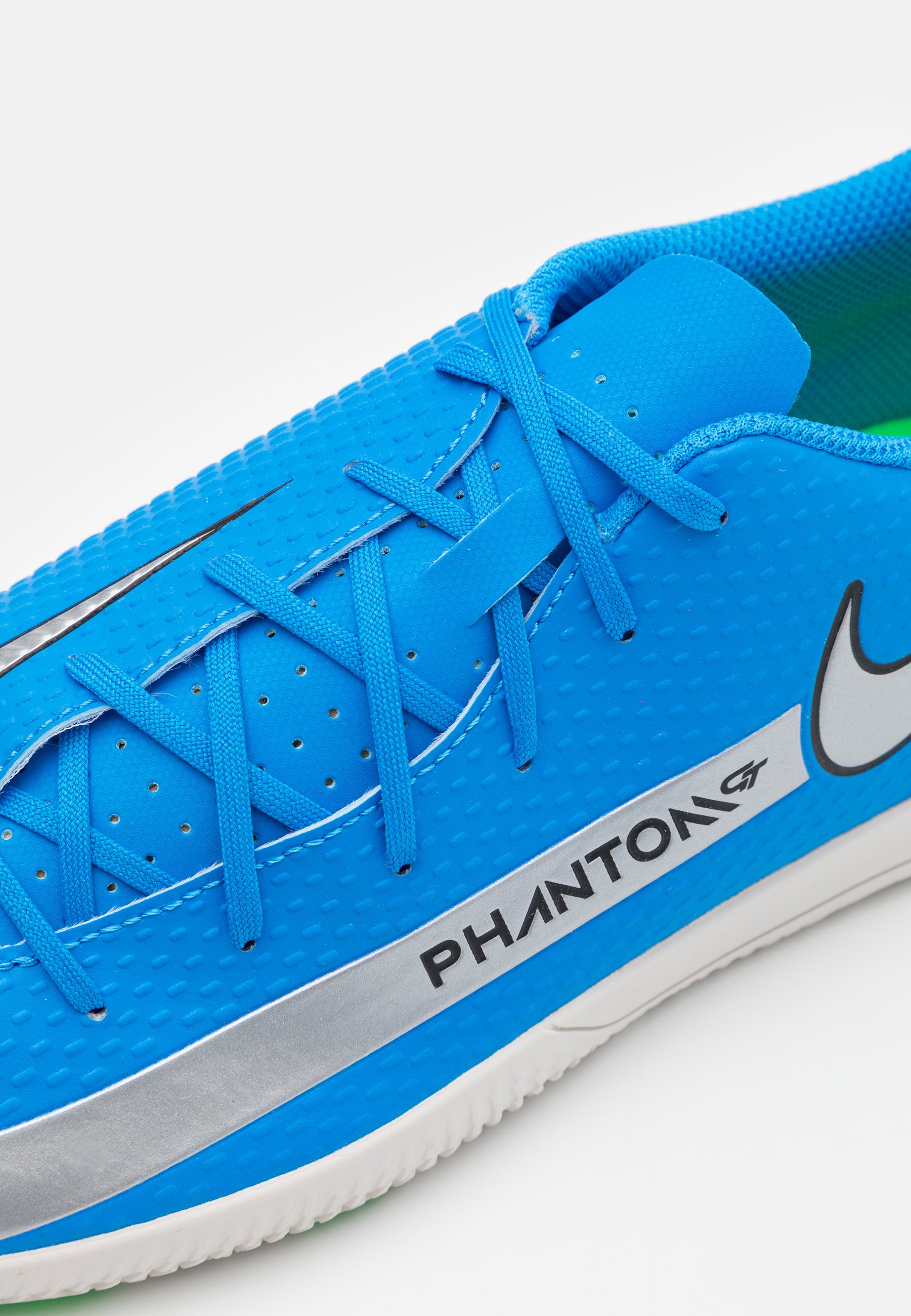 Nike Performance PHANTOM GT CLUB IC - Fußballschuh Halle - photo  blue/metallic silver/rage green/blau - Zalando.de