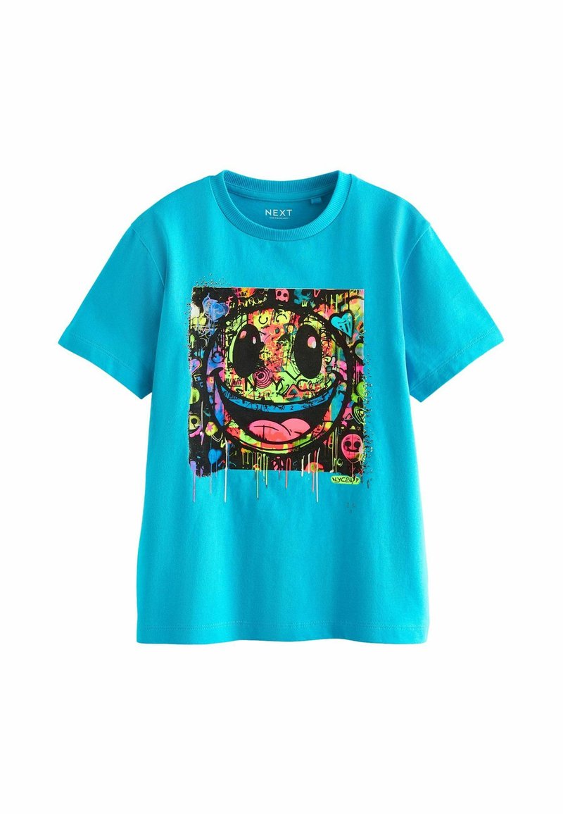 Next SHORT SLEEVE GRAPHIC STANDARD - Marškinėliai su spaudiniu - blue graffiti smile