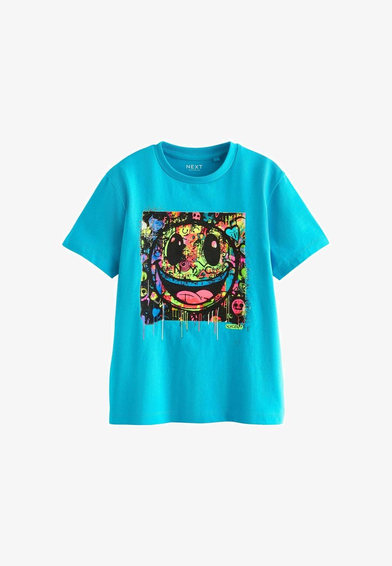 Next SHORT SLEEVE GRAPHIC STANDARD - Apdrukāts T-krekls - blue graffiti smile