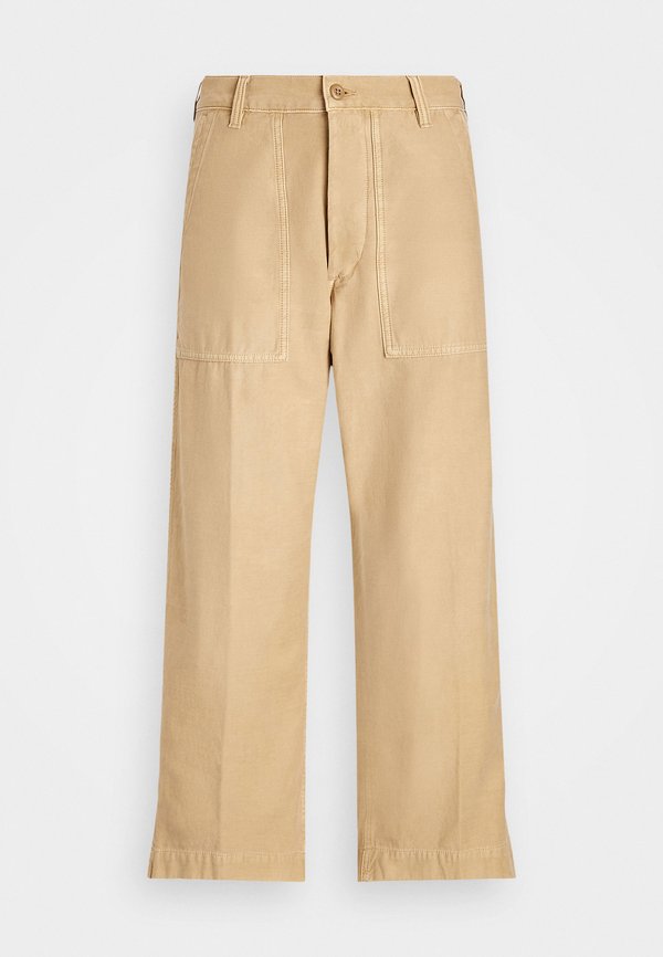 COTTON REVERSE SATEEN CROPPED FLAT FRONT - Trousers - khaki3