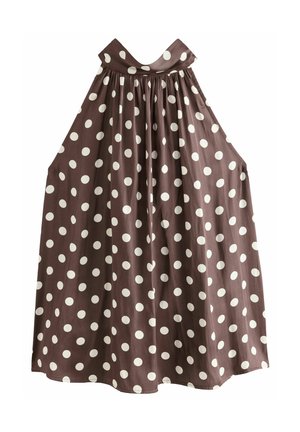 Next PETITE FIT GLOSSY POLKA DOT HALTER  - Pusero - brown