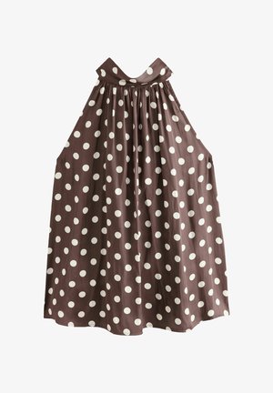 Next PETITE FIT GLOSSY POLKA DOT HALTER - Pusero - brown
