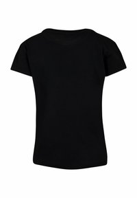 Sort t-shirt med korte ærmer, rund hals, lavet af blød bomuld. Simpelt design uden synlige mønstre eller metaldele.