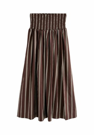 PETITE FIT - SHIRRED - Faltenrock - chocolate brown stripe