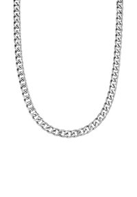 Collana in argento con anelli ovali interconnessi, finitura lucida e superficie piatta. Misura circa 1 cm di larghezza.