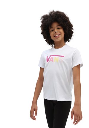 GR FLYING V CREW - Print T-shirt - white/fuchsia red