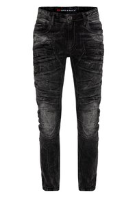Cipo & Baxx IM LÄSSIGEN BIKER-STYLE - Jeans Slim Fit - black/schwarz