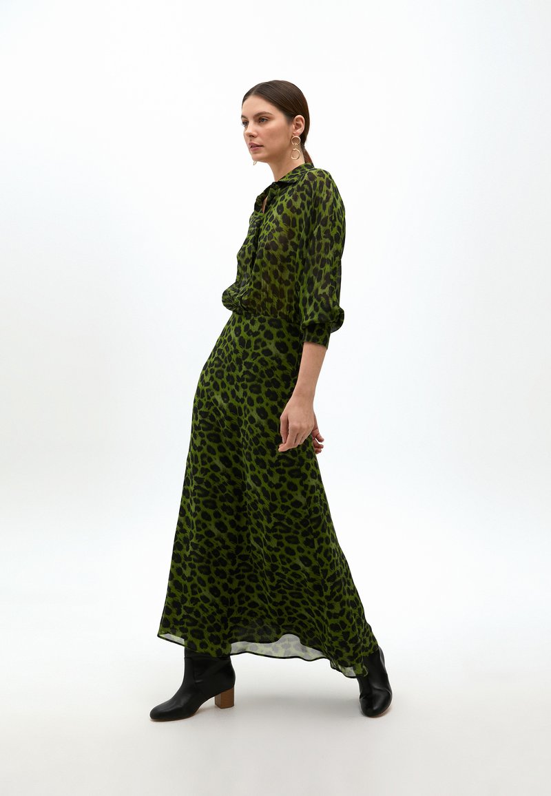 green jaded london dress Sarta Women's Green Leopard Print Faux Wrap Maxi Dress main image 0