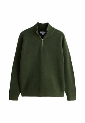 Next, REGULAR FIT - ESSENTIAL REGULAR FIT TEXTURED QUARTER ZIP JUMPER - Jumper - olive green