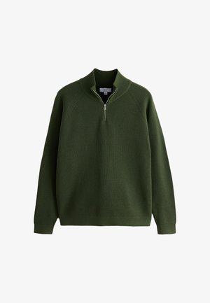 Next, REGULAR FIT - ESSENTIAL REGULAR FIT TEXTURED QUARTER ZIP JUMPER - Jumper - olive green