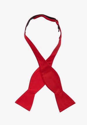 Rød butterfly lavet af glat stof, med en traditionel form og spidse ender samt en satinfinish. Justeringshardware medfølger.