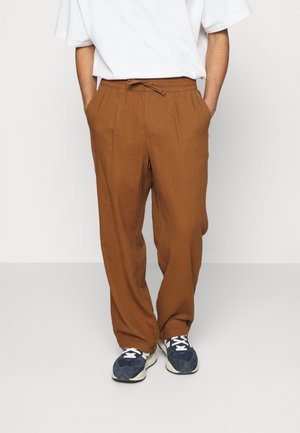 LINEN BLEND JOGGER - Hlače - brown