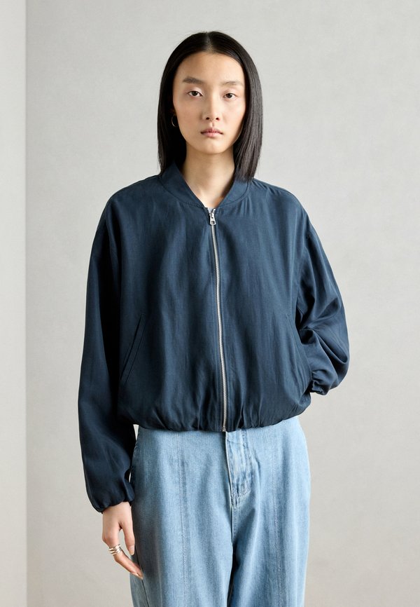 INDOOR JACKET BLOUSON STYLE CROPPED LENGTH, ELASTIC CUFFS COLLAR ZIPPER - Bomber Jacket