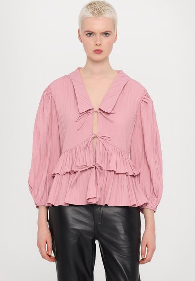 Stine Goya PLEATED BALLOON SLEEVE TIE - Bluse - pink nectar