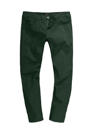 Groene katoenen chino's met een slim fit, vijf zakken en een ritssluiting. Beschikt over een metalen knoopsluiting en een gladde stoftextuur.