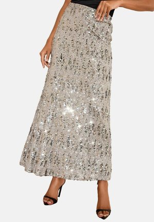 PETITE FIT - SEQUIN MAXI SKIRT  . - Fustă maxi - silver