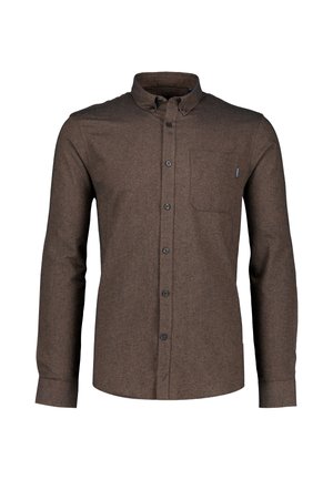 Lindbergh, LINDBERGH MÉLANGE BRUSHED SHIRT L/S - Skjorter - dk brown