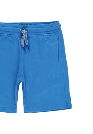 Pantaloncini casual blu fino al ginocchio con vita elasticizzata, coulisse e tasche laterali.