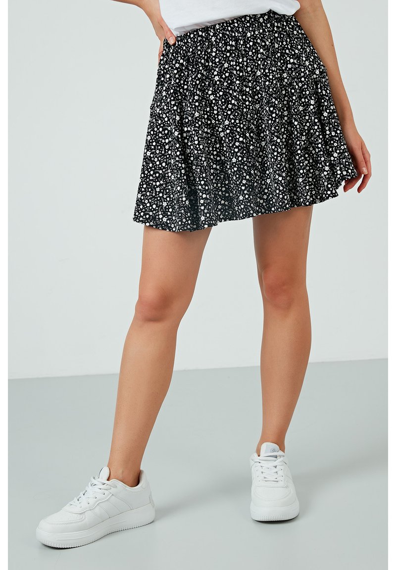 LELA ELASTIC WAIST - Minikjol - black-white