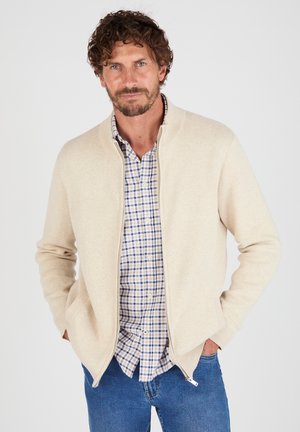 ZIPPÉ COL MONTANT - Cardigan - beige chiné