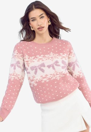 Pullover - pink bow fairisle