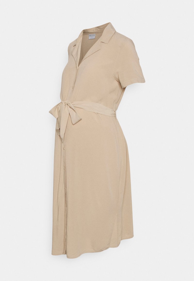 Pieces Maternity PMOLIVIA DRESS - Vestido camiseiro - white pepper