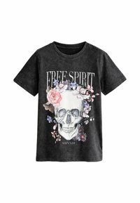 Next SKULL GRAPHIC REGULAR FIT - Tricou cu imprimeu - charcoal grey