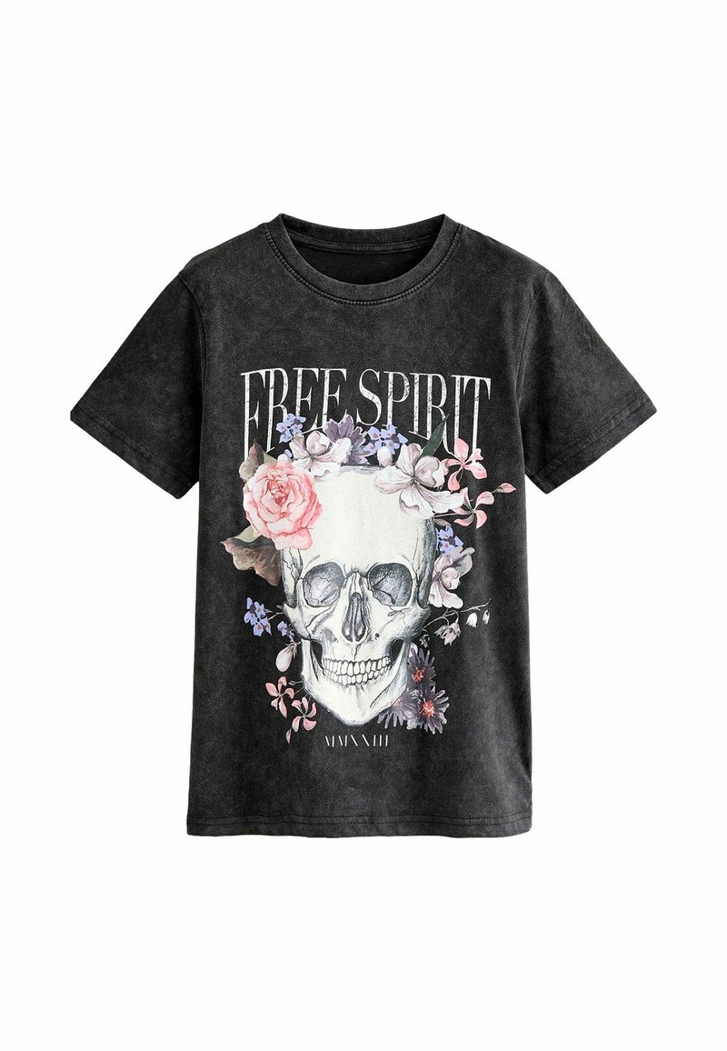 Next SKULL GRAPHIC REGULAR FIT - Tricou cu imprimeu - charcoal grey