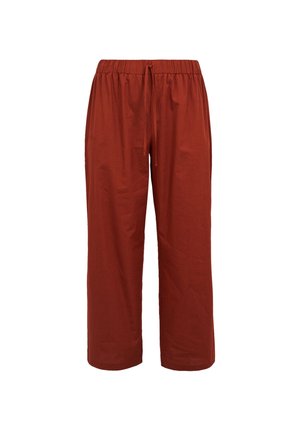 Bukser med vide ben i rustfarve med elastisk linning og snor, lavet af let stof.
