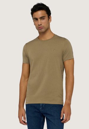 SLIM FIT IN CON RICAMO - T-shirt basic - beige