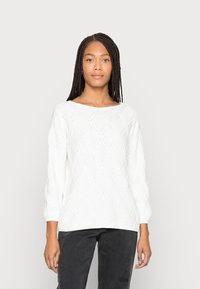 TOM TAILOR ARAN - Strikkegenser - whisper white