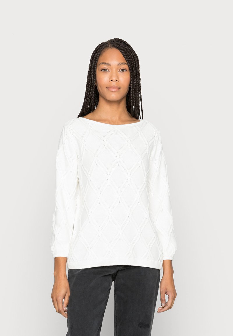 TOM TAILOR ARAN - Strikkegenser - whisper white