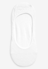 Weiße No-Show-Socke mit glatter Textur, abgerundeter Zehenpartie und elastischem Bund. Einfaches Design ohne Muster oder zusätzliche Akzente.