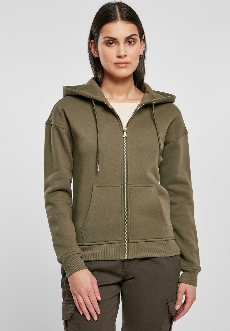 Urban Classics HOODY - Majica s kapuljačom i patentnim zatvaračem - olive