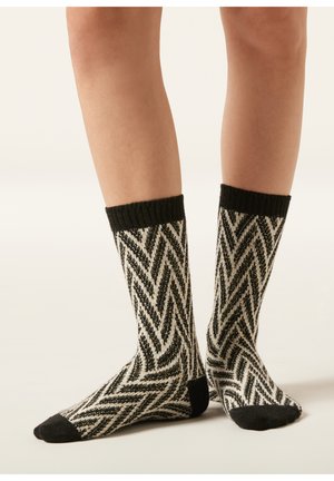 Socken - mottled black off-white