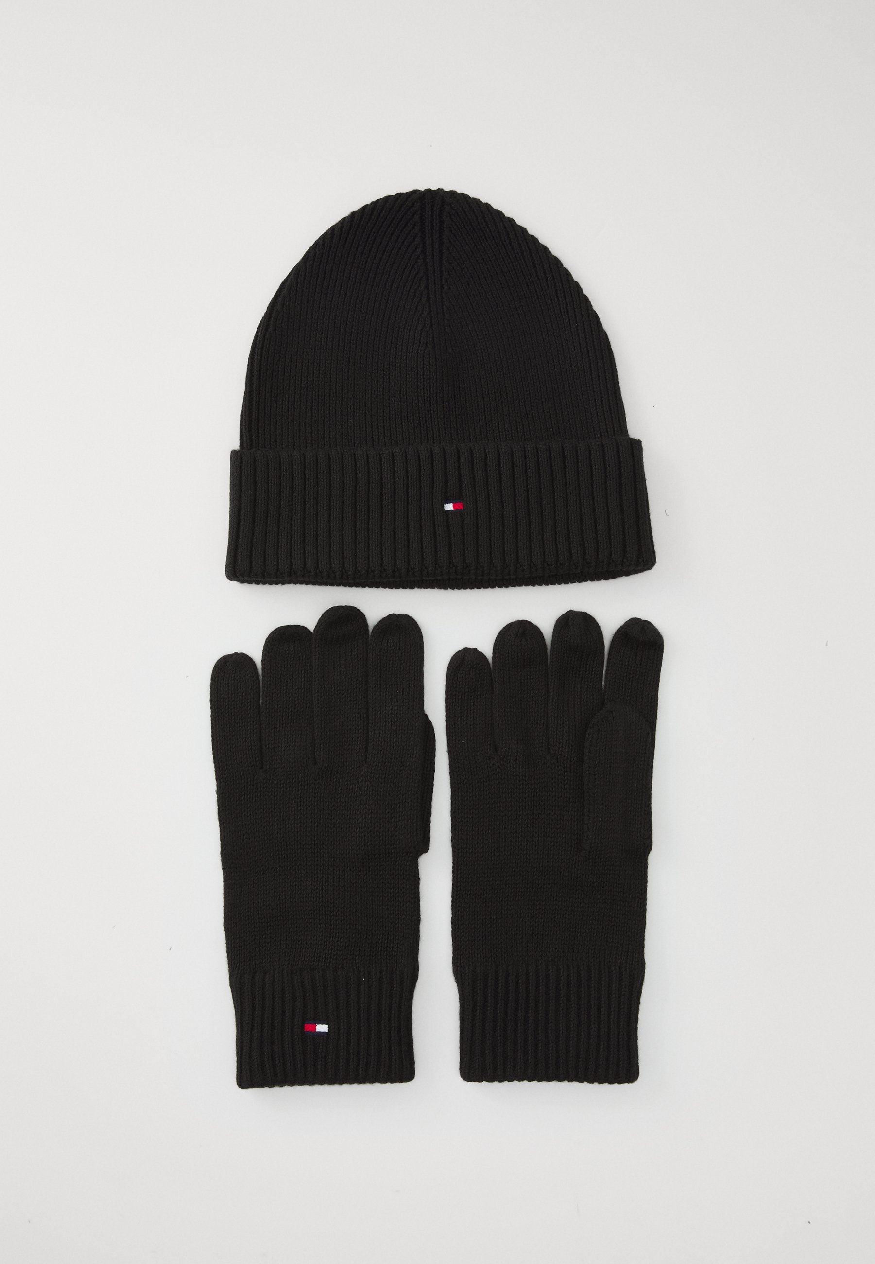 Tommy Hilfiger FLAG BEANIE & GLOVE SET UNISEX - Fingerhandschuh -  black/schwarz - Zalando