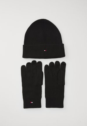 FLAG BEANIE GLOVE UNISEX SET - Sormikkaat - black