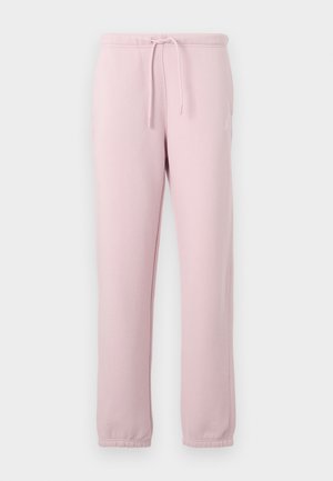 Pantaloni da jogging rosa chiaro con vita elastica, cordoncino, tasche laterali e logo sulla coscia sinistra, vestibilità dritta con polsini elastici.